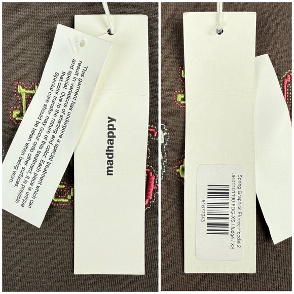 MadHappy Hoodie Mens Extra Small XS Brown Pixel Point Spring Graphics Fleece - Picture 4 of 12